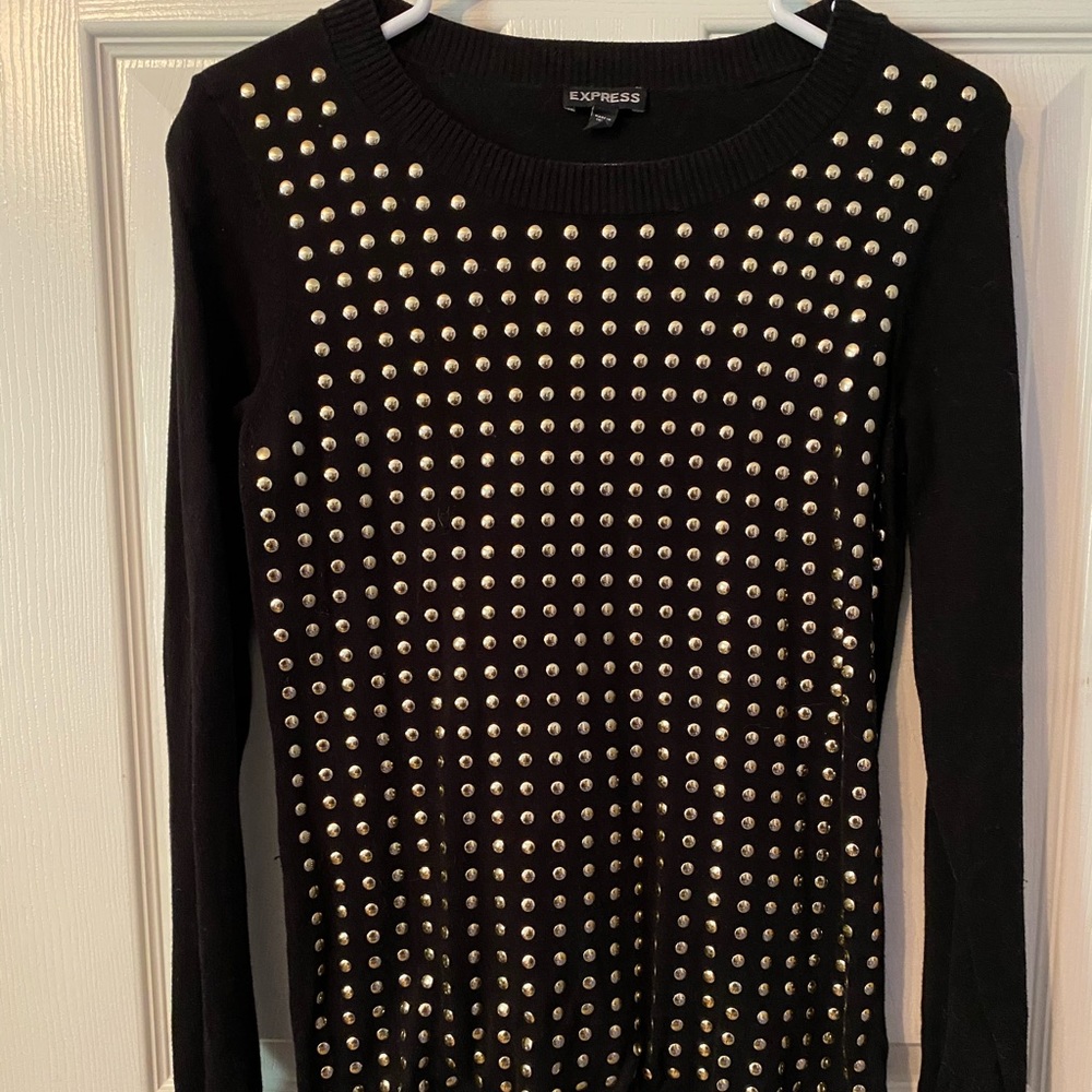 Black, gold studded sweater